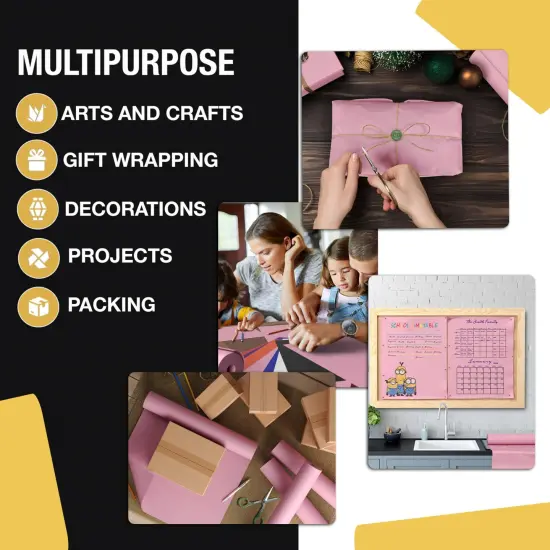 Kraft Paper Roll 36" X 1320" (110' Ft) Colored Paper Roll - Packing Paper Roll - Craft Supplies - Kraft Wrapping Paper Perfect as Shipping Paper Craft Paper Roll by Crown Display Pink {3}