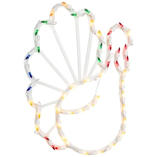 Northlight Lighted Turkey Thanksgiving Window Decoration &ndash; 18" - Multi-Color White {7}