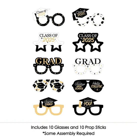 Big Dot of Happiness 2025 Hello College Graduation Glasses - Paper Card Stock Party Photo Booth Props Kit - 10 Count {4}