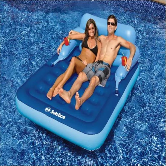 Swim Central Inflatable Blue Malibu Pool Mattress with Removable Back Rest - 80" {3}