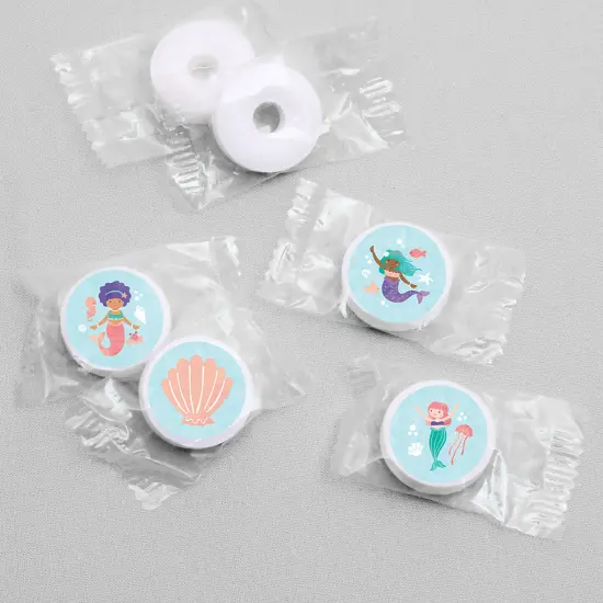 Big Dot of Happiness Mermaid Party Stickers, Mermaid Birthday Party Round Candy Sticker Favors - Small Labels Fit Chocolate Candy (1 sheet of 108) {4}