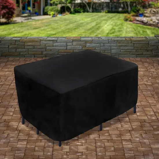 74" Black Patio Furniture Cover- Waterproof with Rope and Metal Buckles {3}