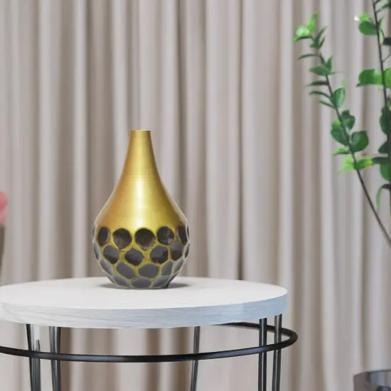 Decorative Modern Teardrop Shape Table Flower Vase with Black Honeycomb Design for Dining Table, Living Room or Bedroom {3}
