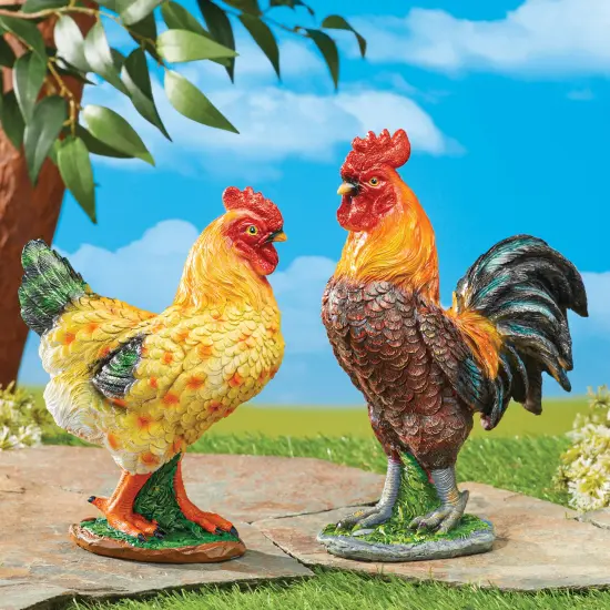 Collections Etc Hand-Painted Realistic Farm Chicken Outdoor Statue {4}
