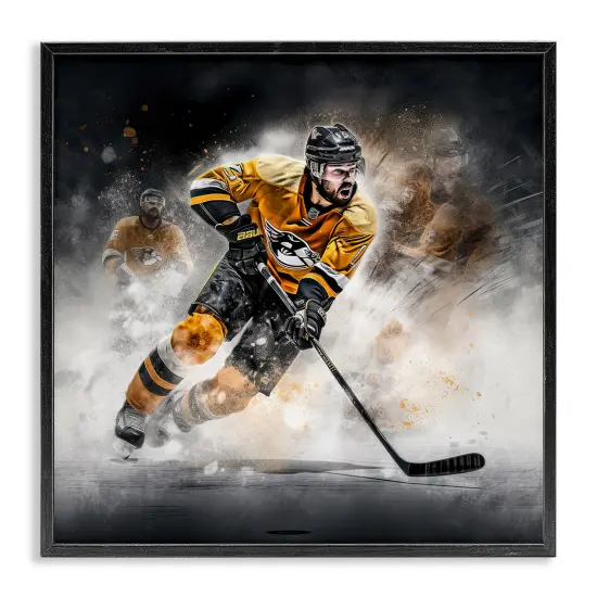 Stupell Industries Hockey Player Athlete Framed Giclee Wall Art Design by Jim Baldwin {1}