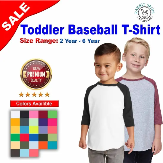 Rabbit Skins&reg; Toddler Baseball Fine Jersey Three-Quarter Sleeve T-Shirt Vn Hthr/ Vn Roy {2}