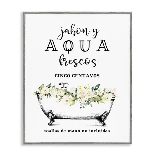 Stupell Industries Jabón y Aqua Frescos Framed Giclee Art Gray Framed {1}