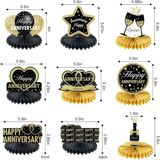 8pcs Happy Anniversary Honeycomb Table Centerpiece {2}