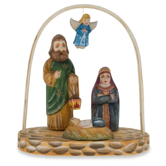 Wooden Hand Carved Nativity Scene Figurines 6.4 Inches {1}