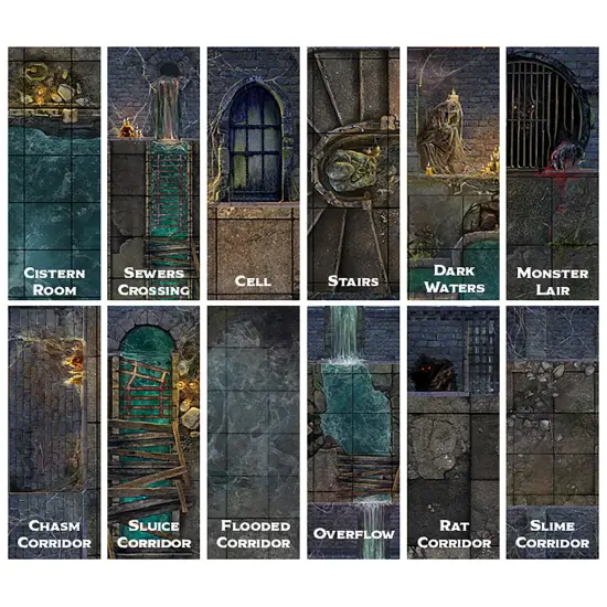 Tenfold Dungeon: Dungeons & Sewers - Modular Roleplaying Terrain Set & 5e RPG Adventure, Gale Force 9 {4}