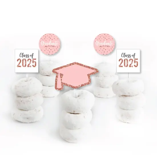 Big Dot of Happiness Rose Gold Grad - Dessert Cupcake Toppers - 2025 Graduation Party Clear Treat Picks - Set of 24 {3}