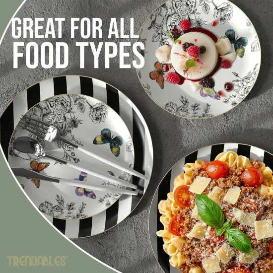 Earthtrends Heavy Duty Paper Plates for parties &ndash; Includes 8-Inch Paper Dessert Plates and 10-Inch Paper Dinner Plates &ndash; Disposable Floral Paper Plates for Parties, Weddings, Events, BBQs, Birthdays, Catering, Holidays &ndash; Elegant Tableware Set Monarch 80 {5}