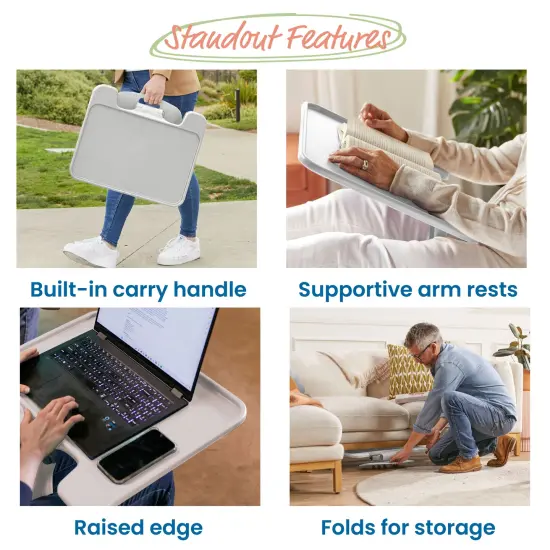 The Surf Folding Portable Lap Desk, Large, Flexible Seating Light Grey {4}