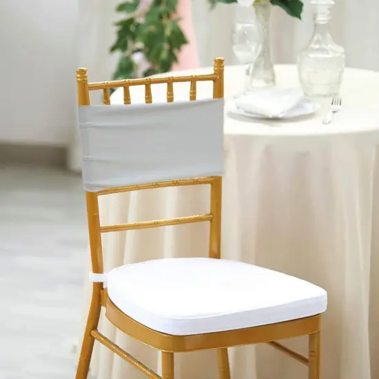 10 Pieces Stretchy Platinum or Light Silver Spandex Chair Bands 7 x 13 Inches {3}