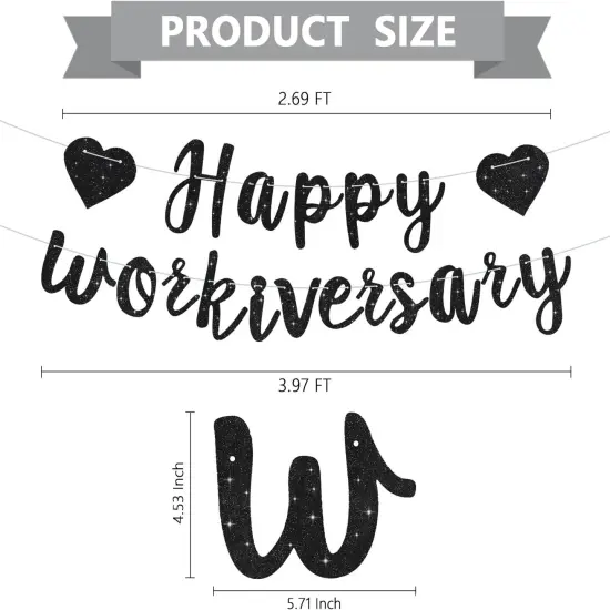 Black Glitter Happy Workiversary Banner - NO DIY {3}