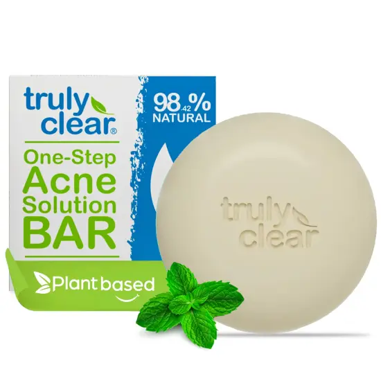 Truly Clear: One-Step Acne Solution Bar - Plant Based Soap, 1% Salicylic Acid, Hyaluronic Acid, Face & Body Cleansing, Non-Drying Skincare Treatment {1}