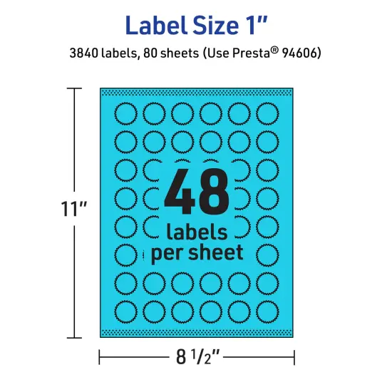Avery Bright Blue Paper Labels, 1" Starburst {5}