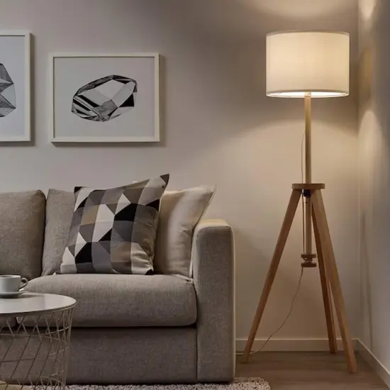 Adjustable Floor Lamp with Textile Shade Ash/white {3}