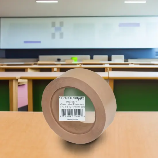 School Smart Vinyl Label Protectors, Round Corner Rectangle, 1-1/4 x 3-1/8 Inches, Clear, Pack of 500 {4}