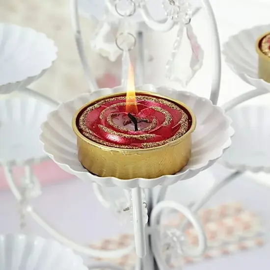 2 Red Gold Glitter Unscented Rose Tealight Candles Wedding Centerpieces {3}