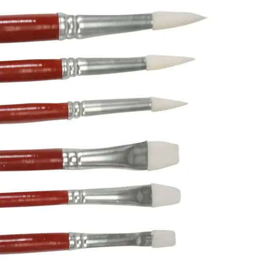 Sax White Synthetic Taklon Paint Brushes with Short Handles, Assorted Sizes, Set of 72 {5}