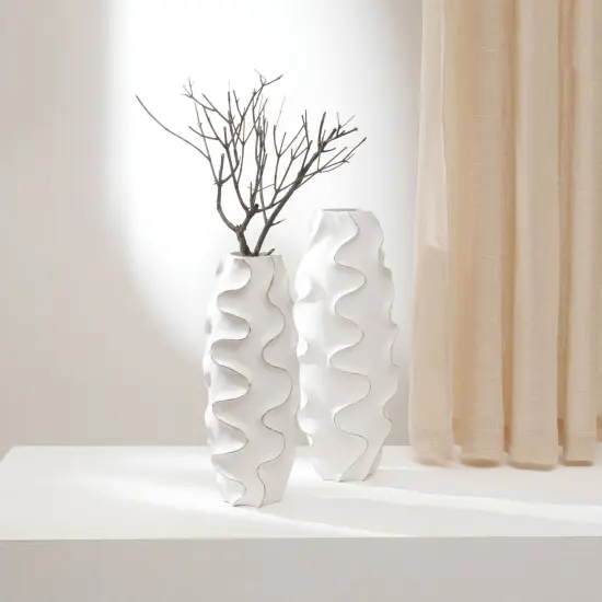 Decorative Handcrafted Accent Wood Vase-6x17 Inch {2}