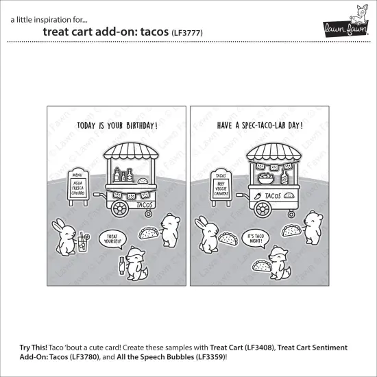 Lawn Fawn Clear Stamps 3"X4"-Treat Cart Add-On: Tacos {5}