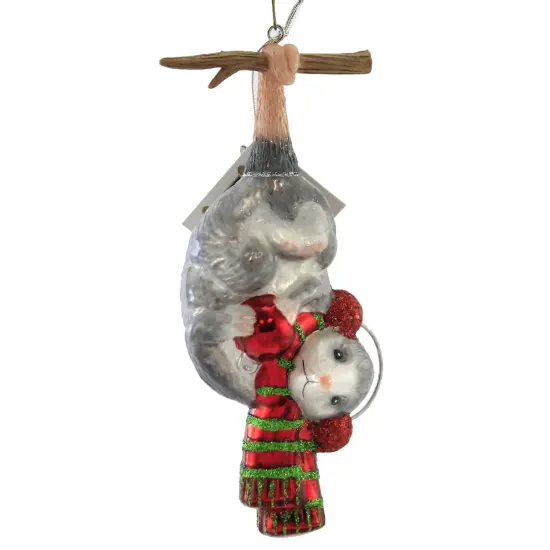 Noble Gems 6.0 Inch Hanging Christmas Opossum Tree Ornament , Winter Marsupial Night Ornament Gray {1}