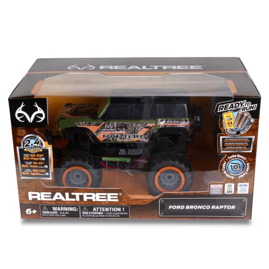 RealTree: RTR RC - Ford Bronco Raptor - Green-Orange-Camo - 2.4 Ghz High Performance for Donuts & Wheelies, Turbo Boost, Radio Controlled Vehicle {3}
