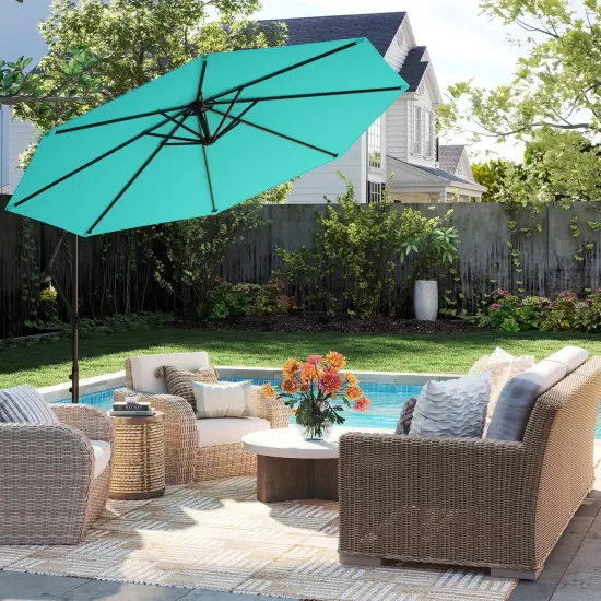 Costway10 FT Patio Offset Umbrella w/8 Ribs Cross Base Tilt {3}