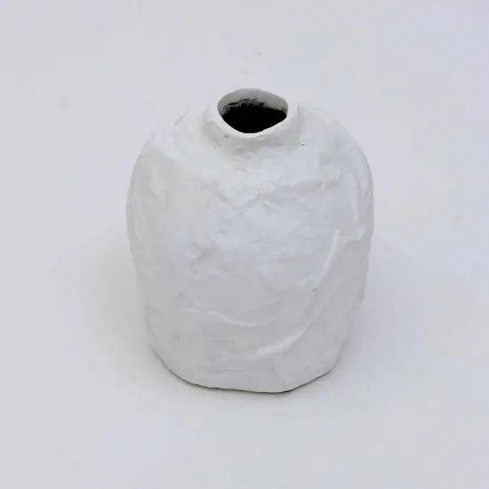 Decorative Handcrafted Ecomix Textured Vase In White Color {3}