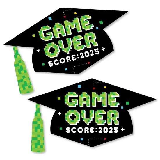 Big Dot of Happiness Game Over - Grad Cap Decorations DIY Video Game Graduation Large Party Essentials - Set of 20 {1}