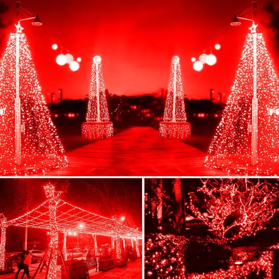 XTF2015 105ft 300 LED Christmas String Lights, End-to-End Plug 8 Modes Christmas Lights - UL Certified - Outdoor Indoor Fairy Lights Christmas Tree, Patio, Garden, Party, Wedding, Holiday (Red) {2}