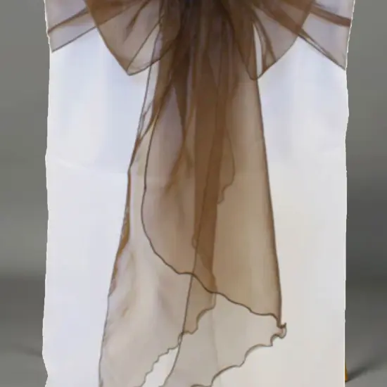 10 Pieces Angle End Organza Chair Sashes 12 by 116 inches Chocolate {5}