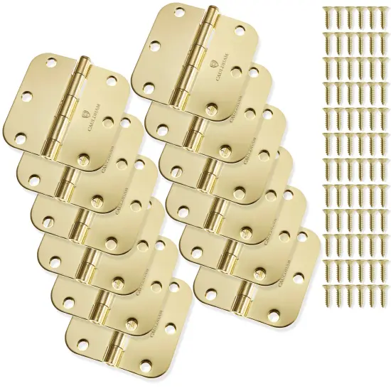 Cauldham Heavy-Duty 3-1/2" Interior Door Hinges with 5/8" Radius Corners - Brass {2}