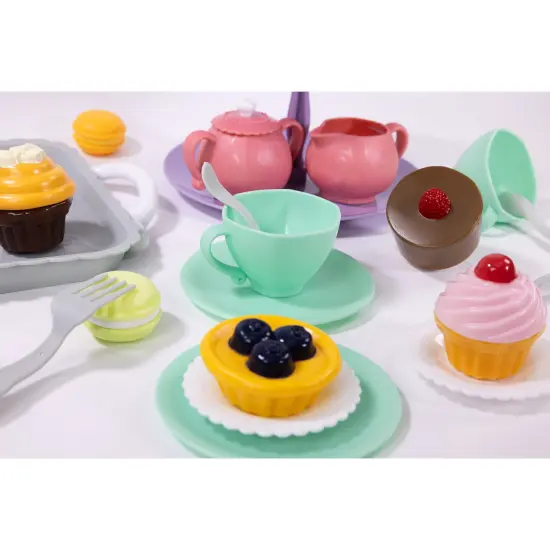 NurtureNature: Imaginative Minds - Afternoon Tea Set - 25pc, Toy Food, Pink Pot, Desserts Tray & Accessories, Pretend Play, Eco-Friendly, Kids Ages 3+ {7}