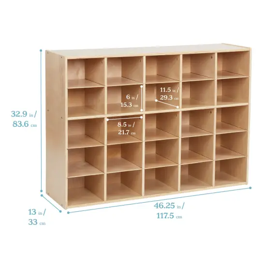 Streamline 25 Cubby Tray Storage Cabinet, 5x5, Classroom Furniture Natural {2}