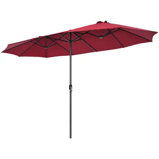 Costway 15FT Patio Double-Sided Umbrella Crank Outdoor Garden Market Sun Shade Red\Blue\Coffee\Beige\Navy\Orange\Turquoise {8}