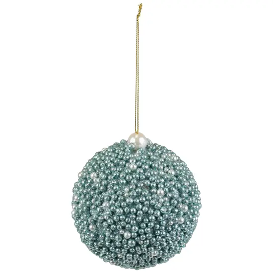 Northlight Glitter Beaded Christmas Ball Ornament - 4" - Seafoam Green {5}