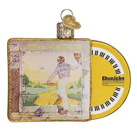Old World Christmas 3.0 Inch Yellow Brick Road Album Cover Christmas Tree Ornament , Elton Goodbye Gold {1}