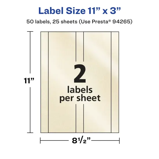 Avery Pearlized Ivory Rectangle Labels, 11" x 3" {5}