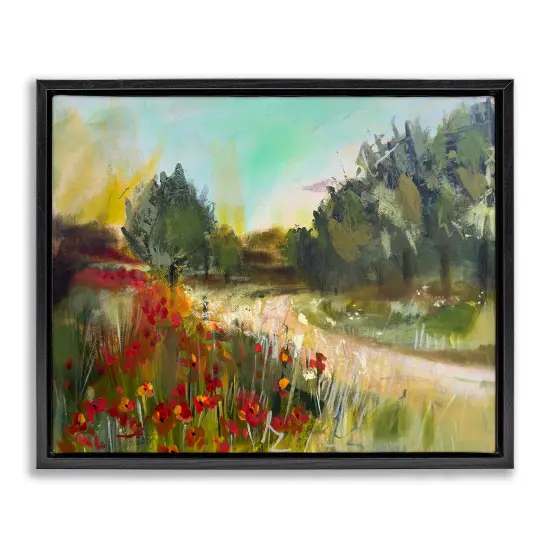 Stupell Industries Poppy Sunset Landscape Framed Floater Canvas Wall Art Design by Linda McClure {1}