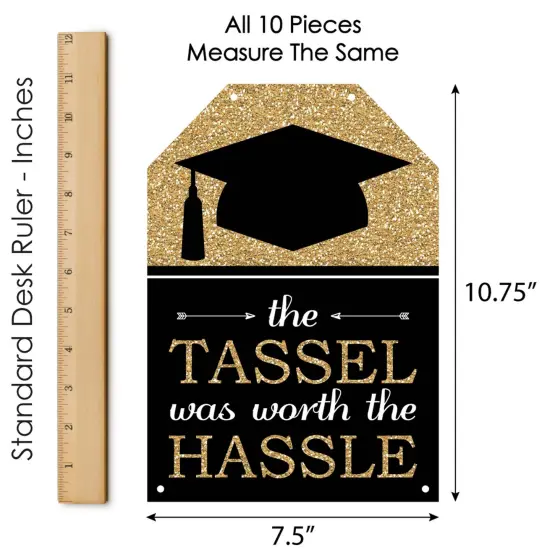 Big Dot of Happiness Gold - Tassel Worth The Hassle - Hanging Vertical Paper Door Banners - 2025 Grad Party Wall Decoration Kit - Indoor Door Decor {7}