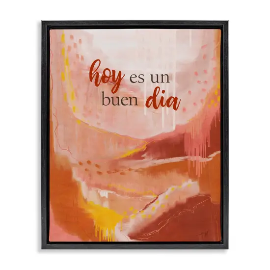 Stupell Industries Hoy es un Buen Dia Rojo Framed Floater Canvas Wall Art Gold Floater Frame {7}