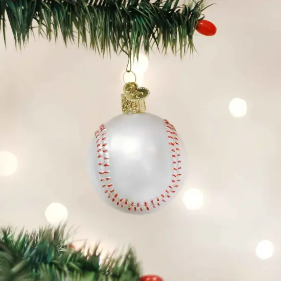Old World Christmas 2.0 Inch Baseball Christmas Tree Ornament , Sports America Pastime White {3}
