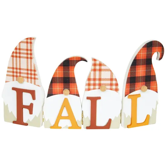 Northlight Plaid Gnomes Fall Harvest Wooden Sign - 10" Red {3}