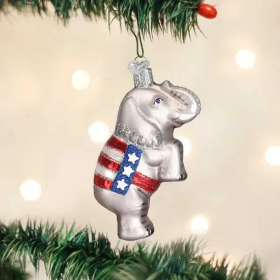 Old World Christmas 4.0 Inch Republican Elephant Patriotic Tree Ornament , Ornament American Flag Multicolored {3}
