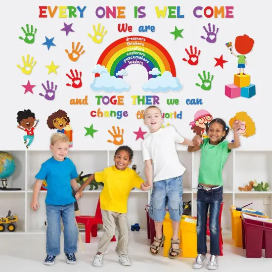73 Pcs Diversity Bulletin Board Decoration Set Diverse Student Hand {5}
