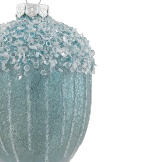 Northlight Glittered Mercury Glass Acorn Christmas Ornament - 4.5" - Blue {7}