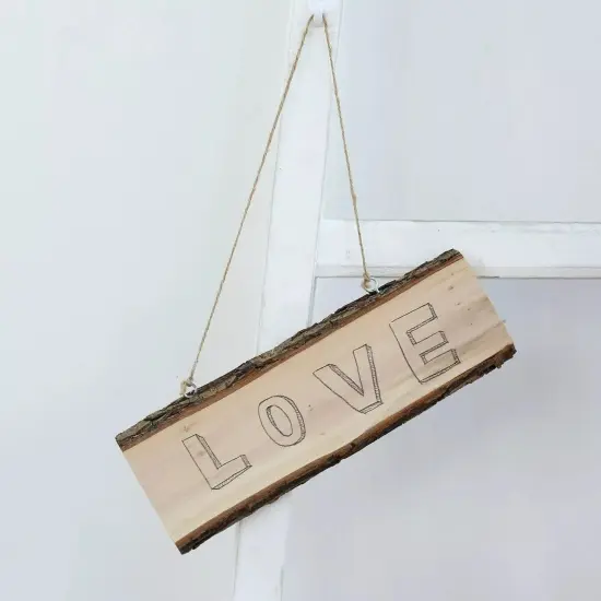 2 pcs 10.5-Inch long Brown Natural Rectangle Wood Plaques Hanging Signs {1}